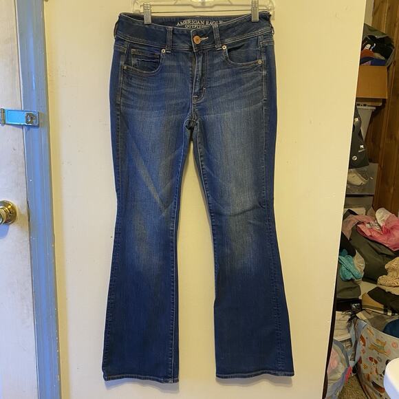 American Eagle Women Jeans Kick Boot Flare SuperStretch Size 8Regular BlueDenim - Picture 6 of 9